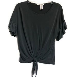 Caution to the Wind Blouse short sleeve Front tie Womens Size Medium